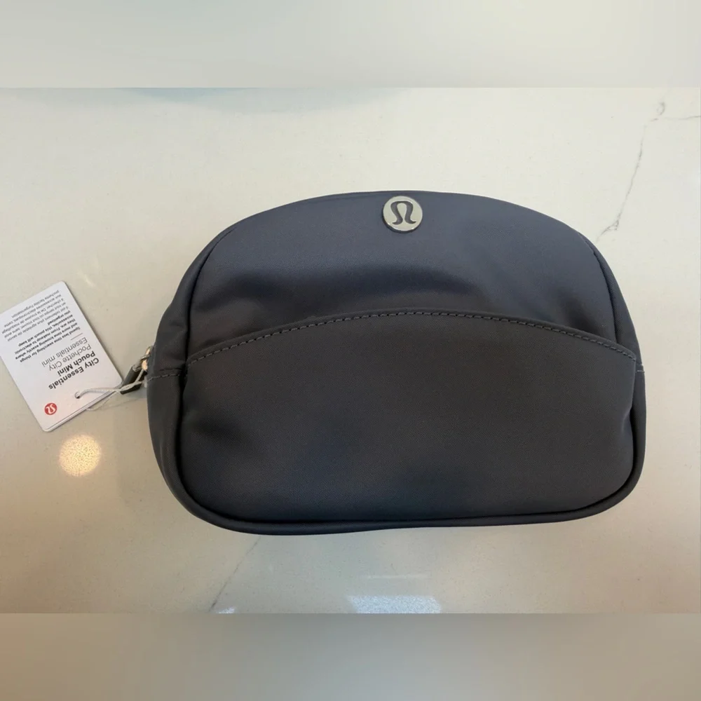 NWT Lululemon City Essential Pouch Duo in Oil Grey with Silver Hardware